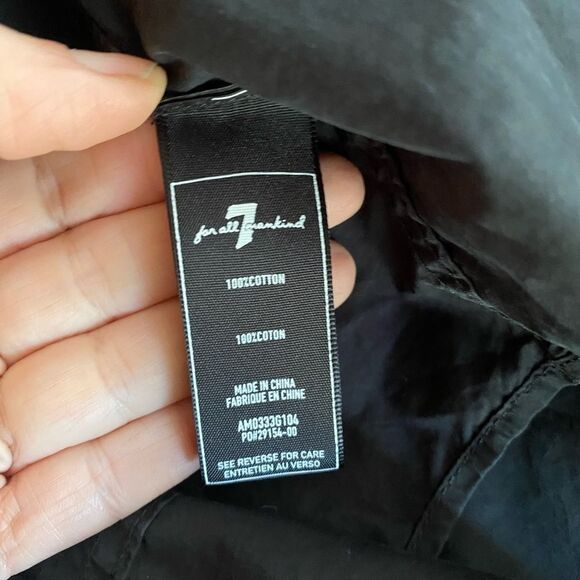 7 for all mankind Men's black long sleeve shirt size Large 100% cotton - Picture 6 of 9